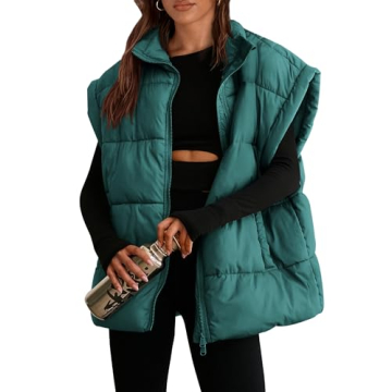 PRETTYGARDEN Women’s Puffer Vest – Stylish Fall Outerwear in Dark Green