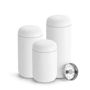 Fellow 16 oz Carter Move Travel Mug - Vacuum-Insulated Stainless Steel Travel Coffee Mug - Coffee Tumbler with Ceramic Interior and Splash Guard - Matte White