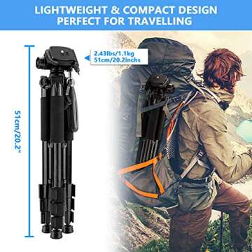 Sumcoo 57" Camera Tripod for DSLR, Phones & GoPro