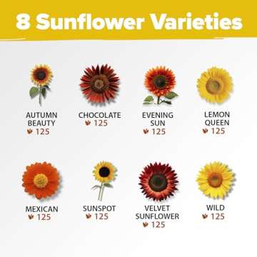 Home Grown Sunflower Seeds Pack | 8 Unique Varieties | 1000+ Seeds for Planting