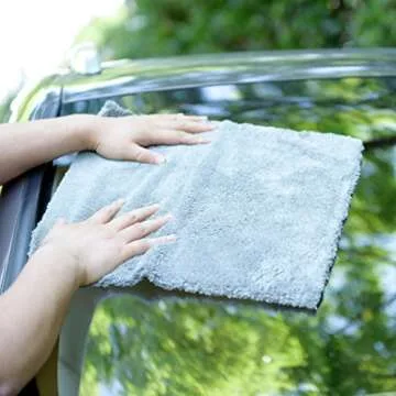 CARCAREZ Microfiber Towels for Cars, Car Drying Wash Detailing Towel with Plush Edgeless Microfiber Cloth (Grey)