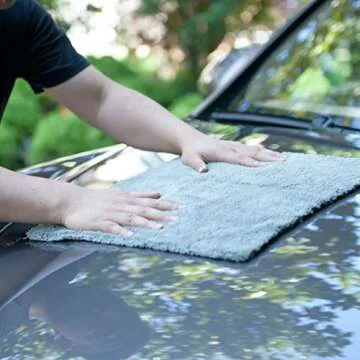 CARCAREZ Microfiber Towels for Cars, Car Drying Wash Detailing Towel with Plush Edgeless Microfiber Cloth (Grey)