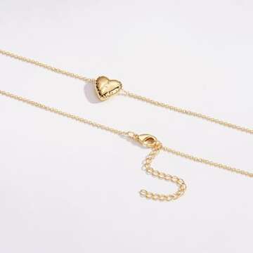 VULETO Bubble Heart Initial A Necklace Women Teen Gold Plated Balloon Letter Pendant Chain Jewelry V...