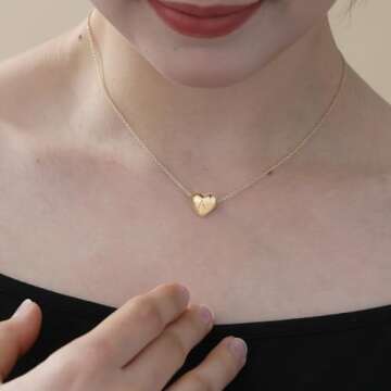 VULETO Bubble Heart Initial Necklace - Perfect Gift for Her