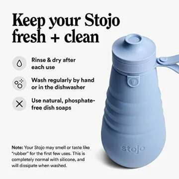 STOJO Collapsible Sports Water Bottle - Leak-Proof Reusable Silicone Travel Cup for Hot & Cold Drinks - Microwave & Dishwasher Safe - AS SEEN ON TODAY SHOW - Parent (WS1-STE)