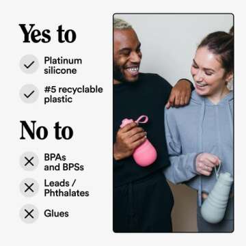 STOJO Collapsible Sports Water Bottle - Leak-Proof Reusable Silicone Travel Cup for Hot & Cold Drinks - Microwave & Dishwasher Safe - AS SEEN ON TODAY SHOW - Parent (WS1-STE)