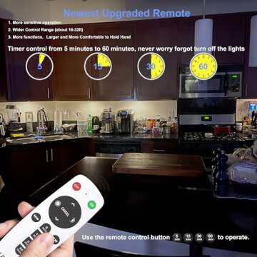 LDOPTO Under Cabinet Lights Wireless with Remote Control Dimmable Battery Operated LED Closet Lights Stick-on Kitchen Lighting with Timer for Kitchen Shelf Hallway Stairs, Multiple Colors 4 Pack