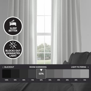 HPD Half Price Drapes French Linen Curtains 96 Inches Long Room Darkening Curtains for Bedroom & Living Room 50 X 96, (1 Panel), Crisp White