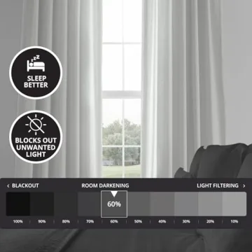 HPD Half Price Drapes French Linen Curtains 96 Inches Long Room Darkening Curtains for Bedroom & Living Room 50 X 96, (1 Panel), Crisp White