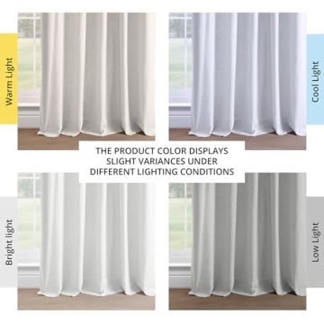 HPD Half Price Drapes French Linen Curtains 96 Inches Long Room Darkening Curtains for Bedroom & Living Room 50 X 96, (1 Panel), Crisp White