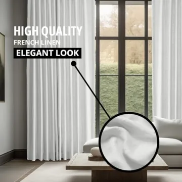 HPD Half Price Drapes French Linen Curtains 96 Inches Long Room Darkening Curtains for Bedroom & Living Room 50 X 96, (1 Panel), Crisp White