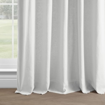 HPD Half Price Drapes French Linen Curtains 96 Inches Long Room Darkening Curtains for Bedroom & Living Room 50 X 96, (1 Panel), Crisp White