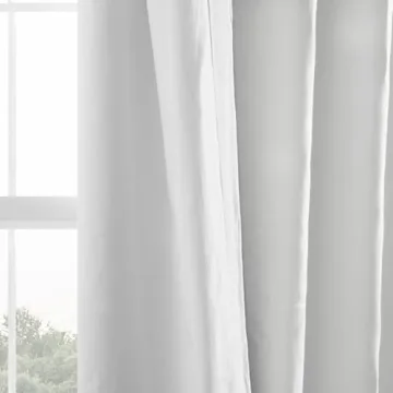 HPD Half Price Drapes French Linen Curtains 96 Inches Long Room Darkening Curtains for Bedroom & Living Room 50 X 96, (1 Panel), Crisp White