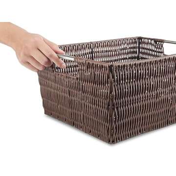 Whitmor Rattique Java Set of 3 Pieces Storage Baskets -Small (8.5"x11.4"x5.5"), Medium (9.8"x13"x6") and Large (11.4"x14.6"x6.5")