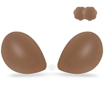 Niidor Self Adhesive Bra: Invisible, Push-up, Backless | Brown-A