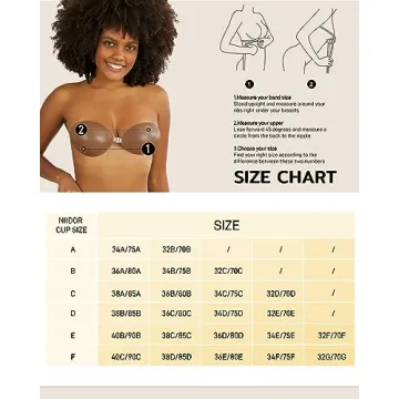 Niidor Push-up Adhesive Bra for Women - Brown-A