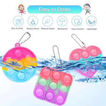 30PCS Party Favors for Kids - Mini Pop Keychains for Stress Relief and Fun