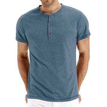 Sailwind Men's Slim Fit Henley T-Shirt Soft Cotton VG-Blue