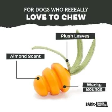 Barkbox Super Chewer Tough Dog Chew Toys for Aggressive Chewers, Treat Dispensing (Carrot - Small)