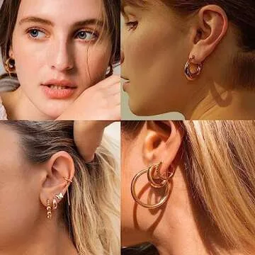 Stylish 3 Pairs Chunky Gold Hoop Earrings for Any Occasion