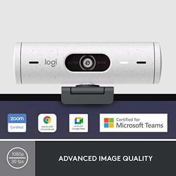 Logitech Brio 500 Full HD Webcam with Auto Light Correction,Show Mode, Dual Noise Reduction Mics, We...