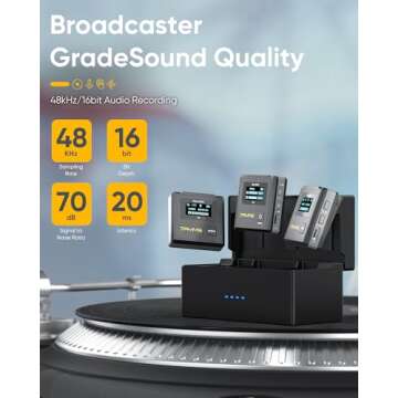 7RYMS iRay DW30 Wireless Lavalier Microphone, 16GB Storage, Noise Cancellation, 328' Range, Wireless...