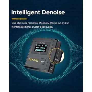 7RYMS iRay DW30 Wireless Lavalier Microphone, 16GB Storage, Noise Cancellation, 328' Range, Wireless Lapel Microphone for Camera, iPhone, Android, PC, YouTube, Interviews, Vlogs, Live-Streaming