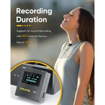 7RYMS iRay DW30 Wireless Lavalier Microphone, 16GB Storage, Noise Cancellation, 328' Range, Wireless Lapel Microphone for Camera, iPhone, Android, PC, YouTube, Interviews, Vlogs, Live-Streaming