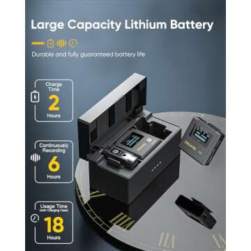 7RYMS iRay DW30 Wireless Lavalier Microphone, 16GB Storage, Noise Cancellation, 328' Range, Wireless Lapel Microphone for Camera, iPhone, Android, PC, YouTube, Interviews, Vlogs, Live-Streaming