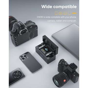 7RYMS iRay DW30 Wireless Lavalier Microphone, 16GB Storage, Noise Cancellation, 328' Range, Wireless Lapel Microphone for Camera, iPhone, Android, PC, YouTube, Interviews, Vlogs, Live-Streaming