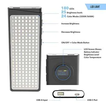 DigiPower PRO1-180 Portable, Lightweight LED Light & Pro Stand Kit for DIY Home, Studio, Content Cre...