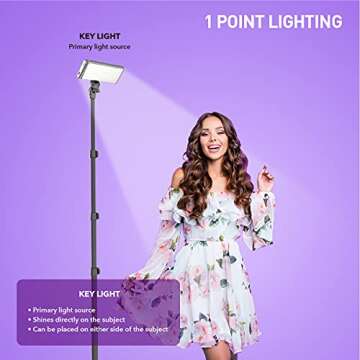DigiPower PRO1-180 Portable, Lightweight LED Light & Pro Stand Kit for DIY Home, Studio, Content Creation, Vlogging, and Video Game Streaming
