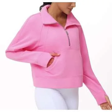 Women's Stylish Half Zip Sweatshirt with Pockets