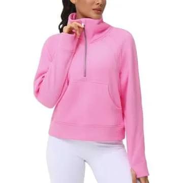 Women's Stylish Half Zip Sweatshirt with Pockets
