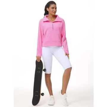Women's Stylish Half Zip Sweatshirt with Pockets