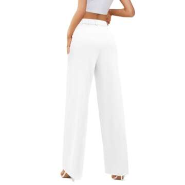 onlypuff Wide Leg White Office Pants for Women - High Waisted