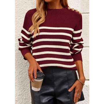 KIRUNDO Women's Trendy Striped Sweater for Fall 2024