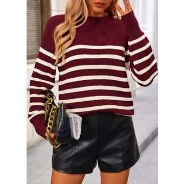 KIRUNDO Women's Trendy Striped Sweater for Fall 2024