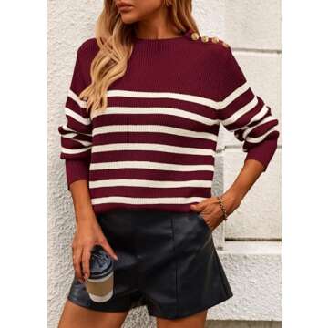 KIRUNDO Women's Trendy Striped Sweater for Fall 2024
