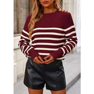 KIRUNDO Women's Trendy Striped Sweater for Fall 2024