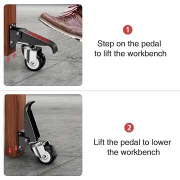 Workbench Stepdown Caster, 600 Lbs Casters Wheels Set of 4 Heavy Duty Steel, 2.5" All Steel Construction Urethane Wheel with Screws & Screwdriver