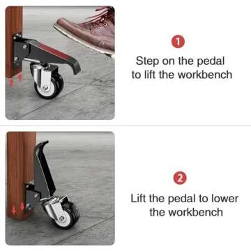 Workbench Stepdown Caster, 600 Lbs Casters Wheels Set of 4 Heavy Duty Steel, 2.5" All Steel Construction Urethane Wheel with Screws & Screwdriver