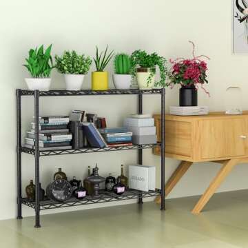 3-Shelf Adjustable Heavy Duty Storage Shelves,36" Wx14 Dx35.8 H Metal Organizer Wire Rack for Laundry Bathroom Kitchen Pantry Closet Garage Shelving Black