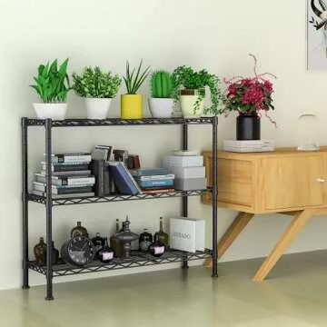 3-Shelf Adjustable Heavy Duty Storage Shelves,36" Wx14 Dx35.8 H Metal Organizer Wire Rack for Laundry Bathroom Kitchen Pantry Closet Garage Shelving Black