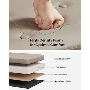 SONGMICS Mazie Collection - 30 Inches Folding Storage Ottoman Bench, Ottoman with Storage, Foot Rest Stool, Load 660 lb, for Living Room, Synthetic Leather, Camel Brown ULSF040R01