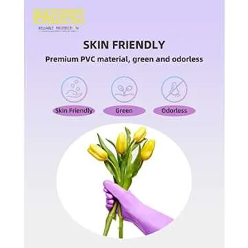PACIFIC PPE 4 Pairs Reusable Dishwashing Cleaning Gloves with Latex Free, Cotton Lining, Kitchen Gloves, Purple, Medium
