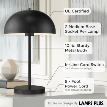 360 Lighting Rhys Modern Table Lamps Set of 2 Black Accent