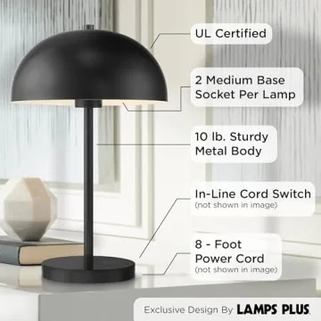 360 Lighting Rhys Modern Table Lamps Set of 2 Black Accent