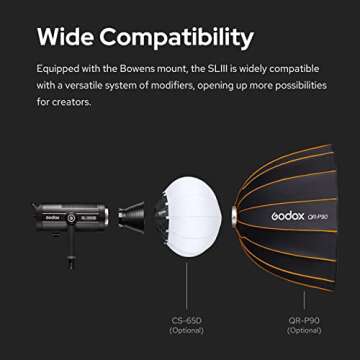 Godox SL200III Studio LED Video Light 215W High Power Photography Light 5600K±200K Dimmable 8 FX Lighting Effects CRI96 TLCI97 Bowens Mount APP Remote Control for Studio Live Streaming Photography