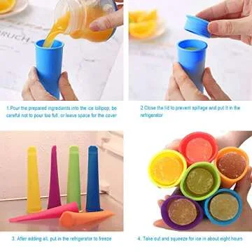 Nialnant Popsicle Molds, Silicone Ice Pop Molds with Lids Reusable Easy Release Ice Cream Maker for Kids, BPA Free (Multi Colors - Set of 6)